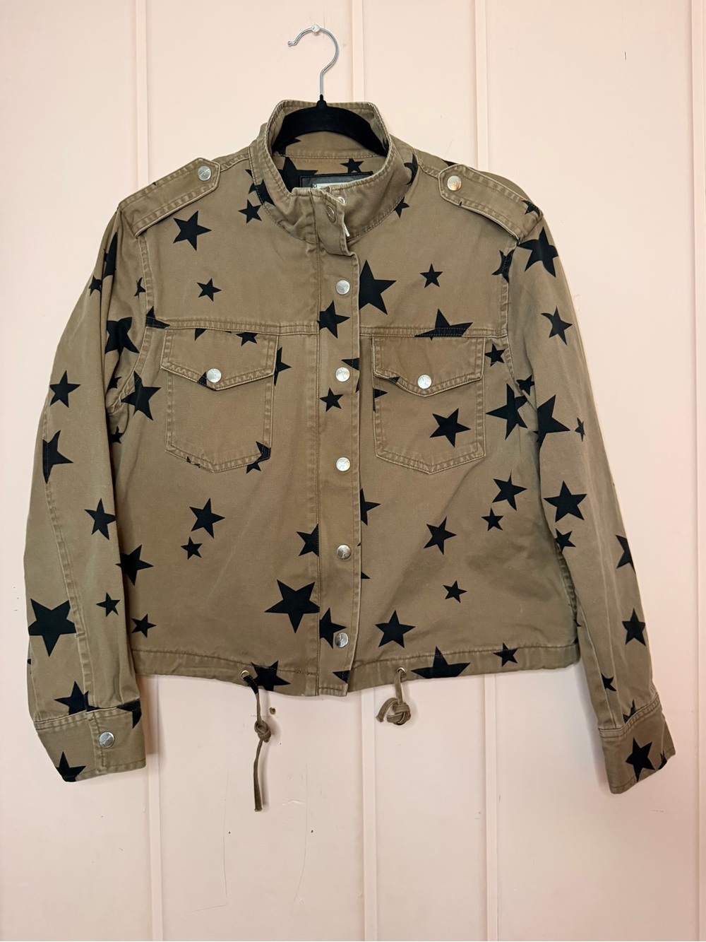 Star Print Utility Jacket - Khaki